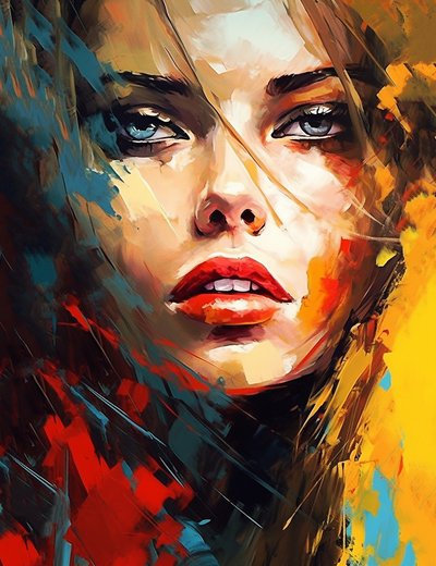 Woman Portrait Impressionist Oil Painting by F. Abderrahim