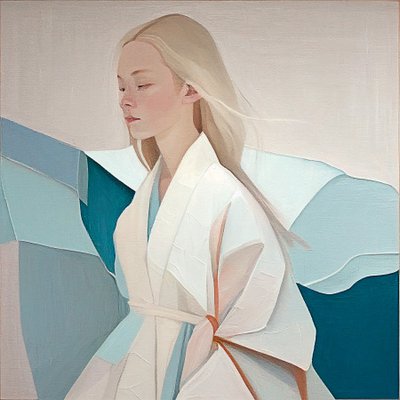Portrait of a Beautiful Blonde Woman, Abstract Painting by F. Abderrahim
