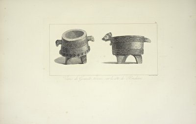 Vases in Granite, Found on the Coast of Honduras, illustration from "Views of the Cordilleras and Monuments of the Indigenous Peoples of America" by Alexander von Humboldt and Aime Bonpland, 1813 by F. Arnold