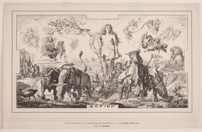 Gefion, ceiling painting for Frederiksborg Museum by Lorenz Frølich by F. Hendriksen