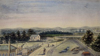 View from bridge at railway station, Lingfield, Surrey looking towards Crowhurst by F. J. P.