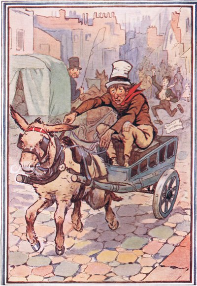 David ran after him as fast as he could, illustration from David Copperfield, 1914 by F. M. B. Blaikie