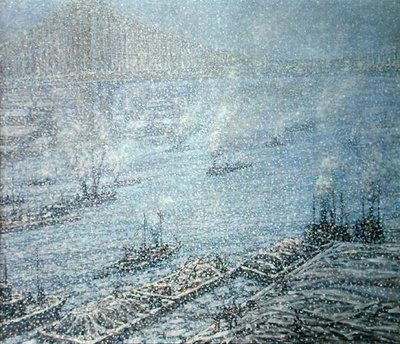 East River, New York, Winter by F. Usher de Voll