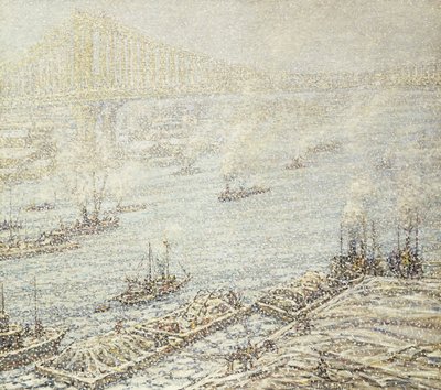 East River, New York, Winter, c.1915 by F. Usher de Voll