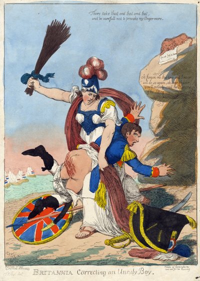 Britannia Correcting an Unruly Boy (Napoleon) by F. Williams