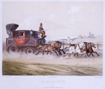 The Mail Coach, engraved by Charles Bargue (1826-83) by F. after Fort