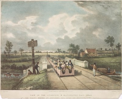 View of the Liverpool & Manchester Rail Road at the Point Where it Crosses the Duke of Bridgewaters Canal by F. after Nicholson