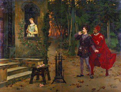 The meeting with Marguerite. Mephisto (Mephistopheles). Illustration of "Faust" by Fabio Cipolla