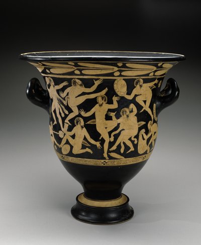 White-figure Bell Krater with Dancing Satyrs, 400-351 BC by Faliscan