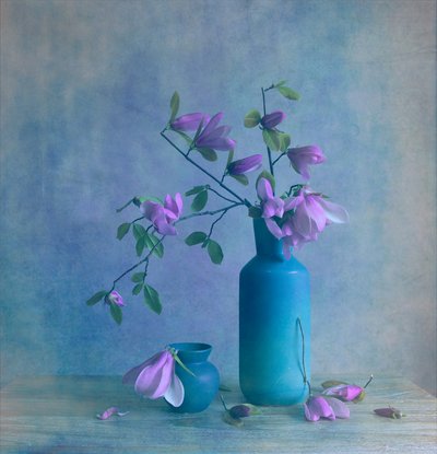 Blue Magnolia Still Life by Fangping Zhou