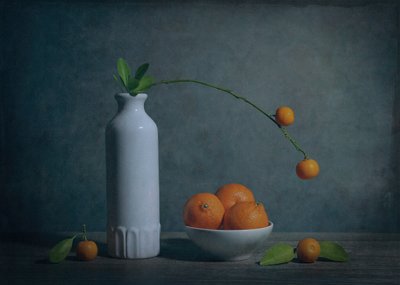 Moody Citrus Still Life by Fangping Zhou