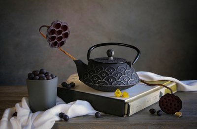 Zen Teapot and Berries by Fangping Zhou