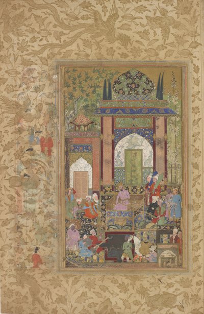Babur receives a courtier, Detached folio from a dispersed copy of Baburnama (Tuzuk-i Baburi) by Zahir-al-Din Muhammad Babur by Farrukh Beg