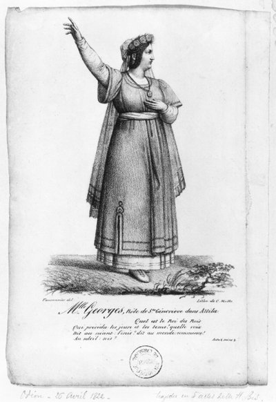Mademoiselle George in the Role of St. Genevieve from Act II, Scene 3 of 
