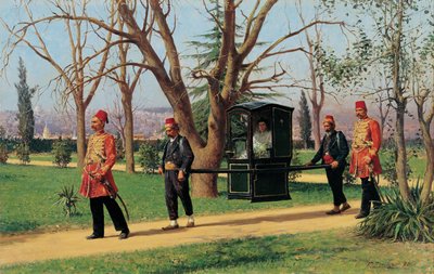 The Daughter of the English Ambassador Riding in a Palanquin by Fausto Zonaro