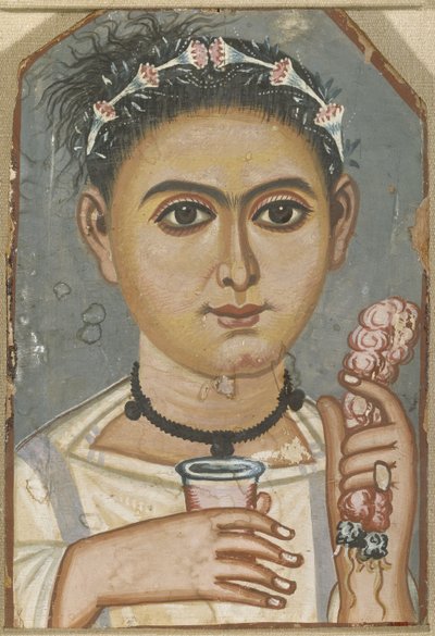 Boy with a Floral Garland in His Hair by Fayum mummy portraits