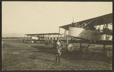 Man in Front of Airplane by Fedele Azari