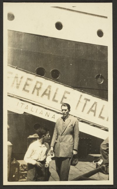 Man in Front of Ship by Fedele Azari