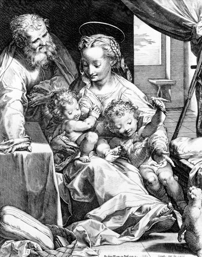 The Holy Family (engraved by Cornelis Cort, 1577) by Federico Barocci