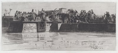 The Upper Part of a Painting Representing the Egyptian Sacrifice of a Virgin to the Nile by Federico Faruffini