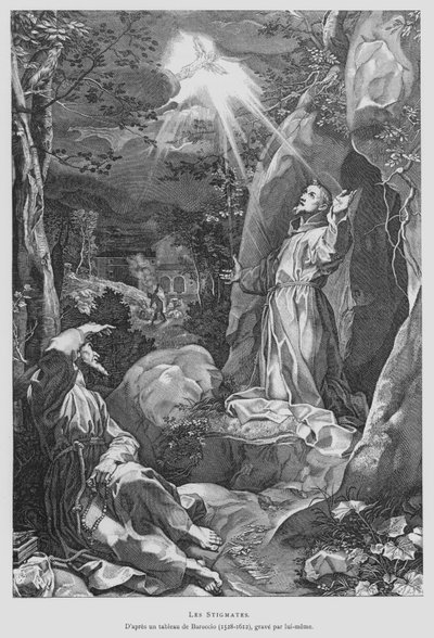St Francis of Assisi receiving his stigmata by Federico Fiori (after) Barocci or Baroccio