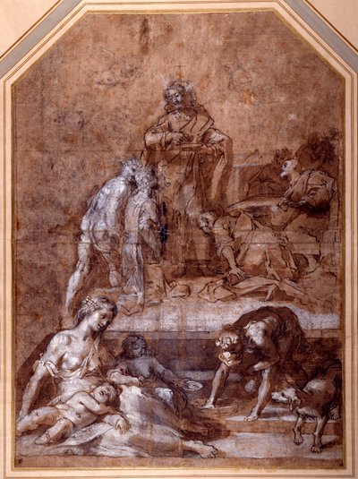 Religious allegory, the gathering of the Manna and the Institution of the Eucharist by Federico Fiori Barocci or Baroccio