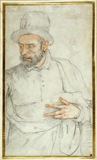 A Bearded Man, Half Length, Standing Dressed for the Street by Federico Zuccaro