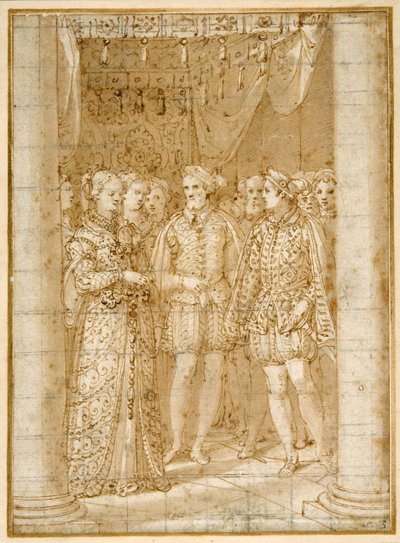 Betrothal of Ottaviano Farnese to Margaret of Parma, in the Presence of Henri II of France by Federico Zuccaro