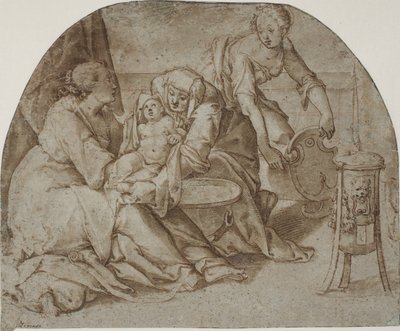 The Child Jesus Bathed by Mary, Anna, and a Maid by Federico Zuccaro