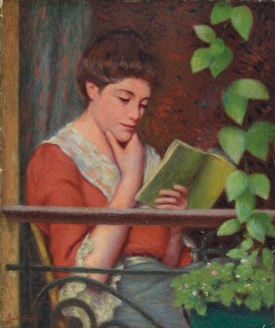 Reading al Fresco - Woman on the Balcony by Federigo Zandomeneghi
