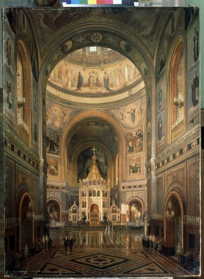 Interior View of the Cathedral of Christ the Saviour in Moscow by Fedor Andreevich Klages