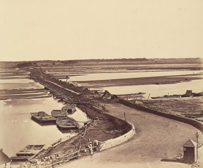 Bridge of Boats over the Jumna, Taken from Lulim Ghur by Felice Beato