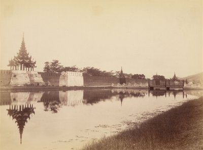 East Wall of the City with Moat and Bridge, Mandalay by Felice Beato