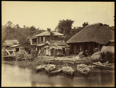 Japanese Cottage on the Creek Yokohama by Felice Beato
