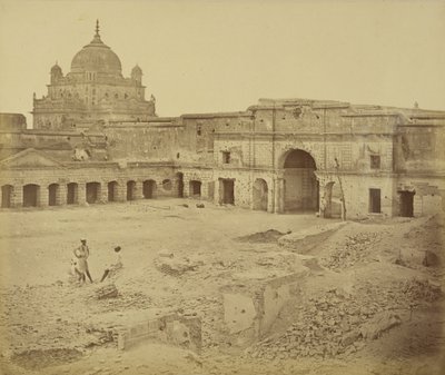 Lesser Court of the Residency Occupied by Cavalry by Felice Beato