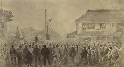 Photographic Copy of a Drawing by Charles Wirgman of an Execution by Felice Beato