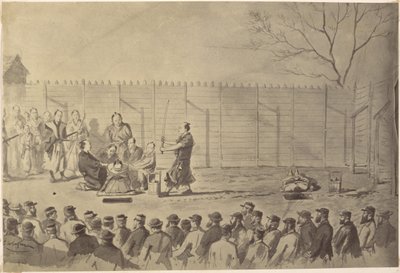 Photographic Copy of a Drawing of a Japanese Man About to Be Beheaded by Charles Wirgman by Felice Beato