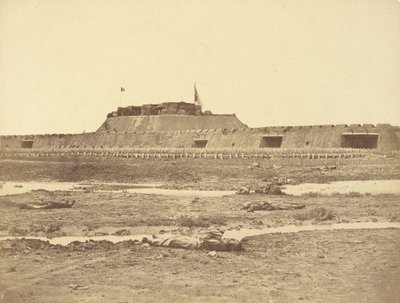 Rear of the North Fort After Its Capture, Showing the Retreat of the Chinese Army by Felice Beato