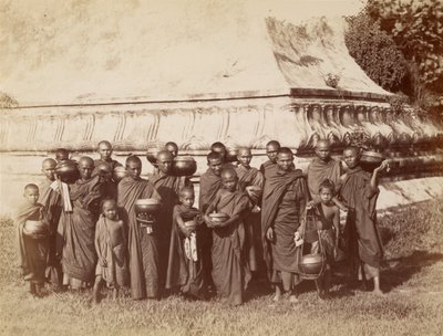 Returning to Their Monastery - Burmese Priests After Begging Their Daily Food by Felice Beato