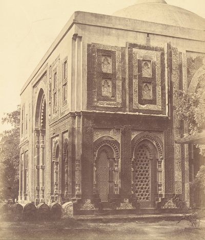 Shrines. Alai Darwaza marble and sandstone Gateway to the Quwwat-ul-Islam Mosque, Kootub by Felice Beato