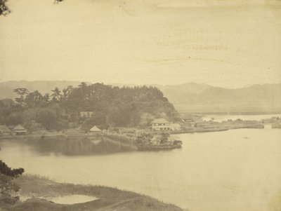 Tea House at Kanazawa, Hirakata Bay from Kyurantei by Felice Beato