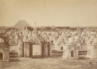 The 450 Pagoda from the Central Pagoda - Mandalay by Felice Beato