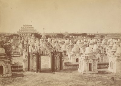 The 450 Pagoda from the Central Pagoda - Mandalay by Felice Beato