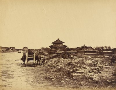 Top of the Wall of Pekin Showing the Chinese Guns Directed Against Our Batteries, October 14, 1860 by Felice Beato