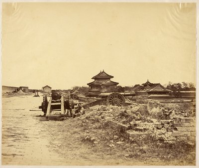Top of the Wall of Peking Taken Possession of on the 14th October 1860 Showing the Chinese Guns Directed Against Our Batteries by Felice Beato