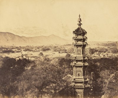 View of the Summer Palace. Yuan Ming Yuan Pagoda. Before the Burning, Pekin, October 18, 1860 by Felice Beato