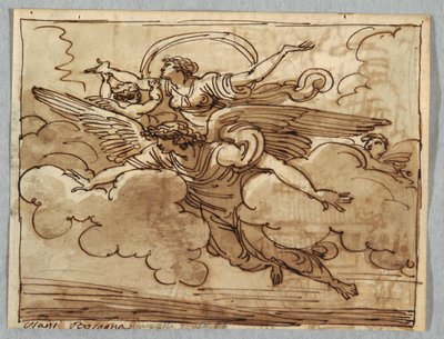 A Woman Supported by a Flying Angel by Felice Giani