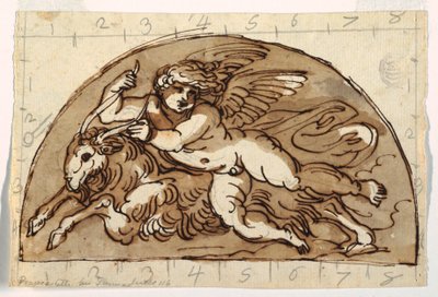 Capricorn, Lunette for Ceiling of the Sala Ottagonale, Palazzo Milzetti, Faenza by Felice Giani