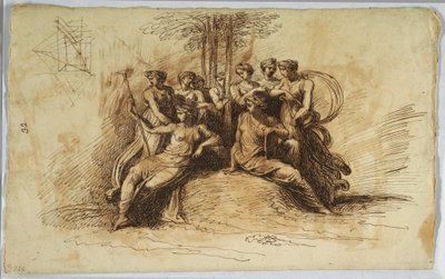 Self-Portrait of Felice Giani; recto: Muses Seated Beneath a Tree, late 18th–early 19th century by Felice Giani