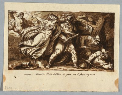 Sheet from a Sketchbook: Minerva Orders Ulysses to Make Peace with the Suitors of Penelope, before 1805 by Felice Giani